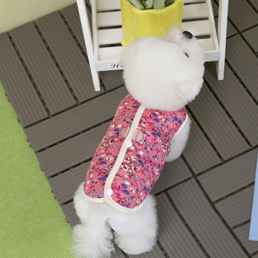 Floral Accent Pet Fleece Coat - Cozy Winter Style