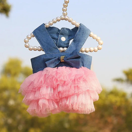 Elegant Princess Pet Summer Dress - Lace Detail