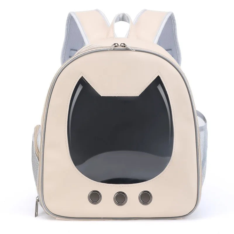 Modern PU Leather Pet Backpack - Transparent Outdoor Case