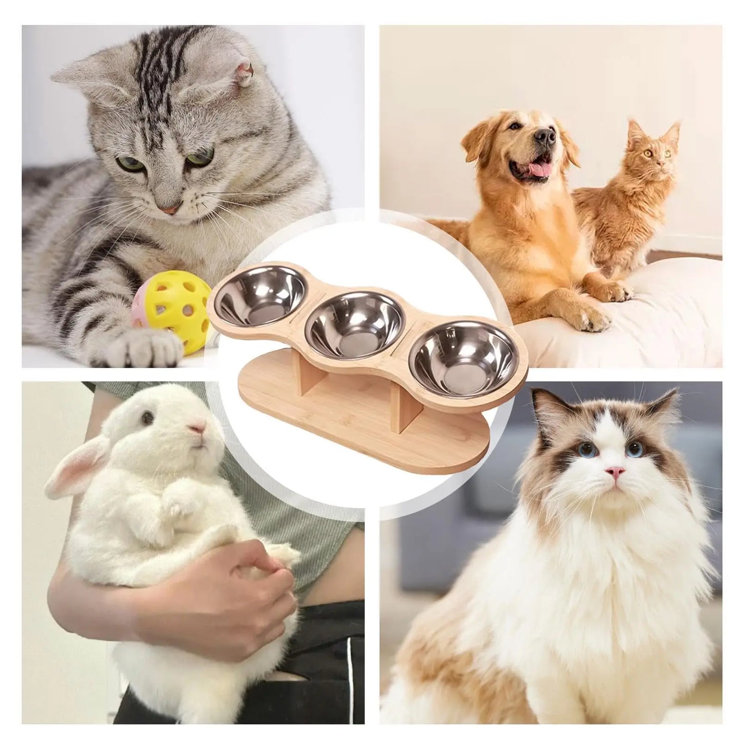 EcoWood Anti-Spill Double Pet Bowl