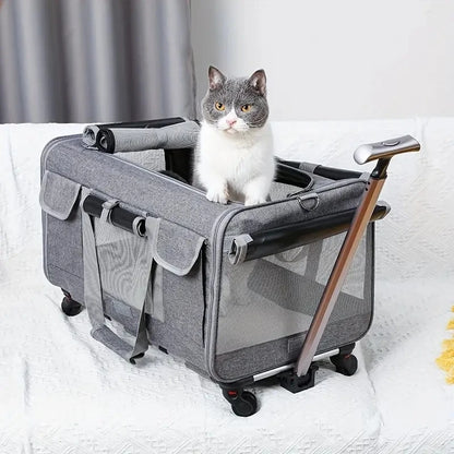 Modern Pet Travel Trolley - Detachable & Foldable
