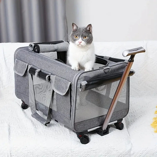 Modern Pet Travel Trolley - Detachable & Foldable