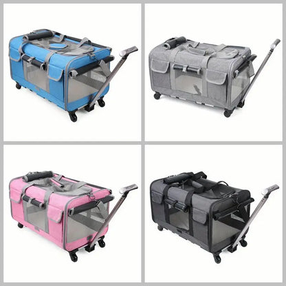 Modern Pet Travel Trolley - Detachable & Foldable