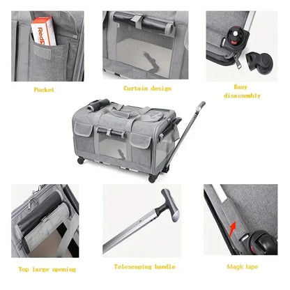 Modern Pet Travel Trolley - Detachable & Foldable