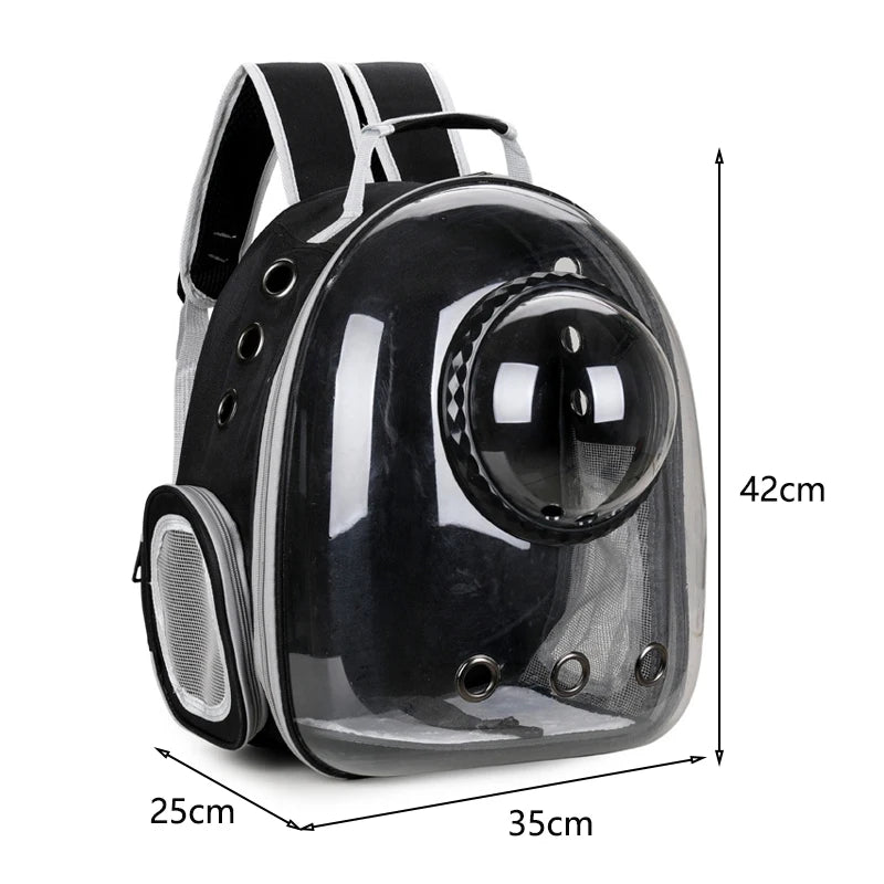 Modern Astronaut-Style Pet Backpack - Transparent View