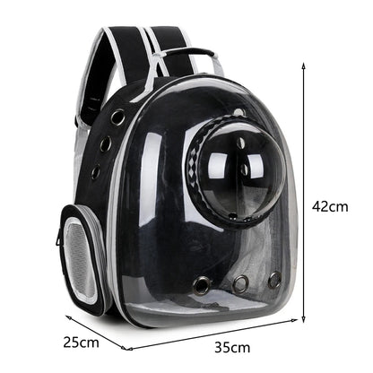 Modern Astronaut-Style Pet Backpack - Transparent View