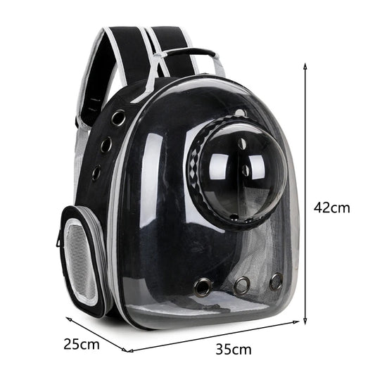 Modern Astronaut-Style Pet Backpack - Transparent View