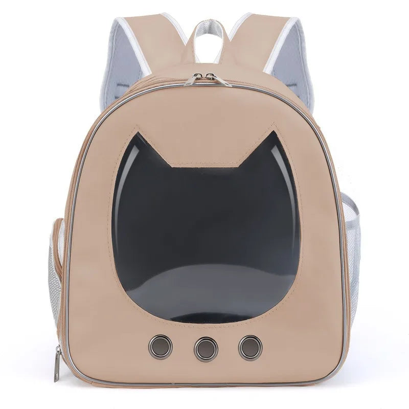 Modern PU Leather Pet Backpack - Transparent Outdoor Case