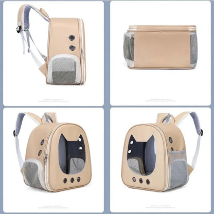 Modern PU Leather Pet Backpack - Transparent Outdoor Case