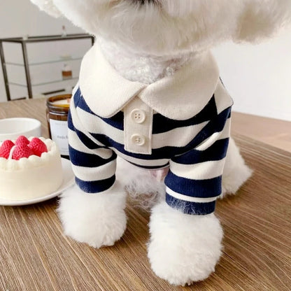 Classic Nautical Striped Dog Polo