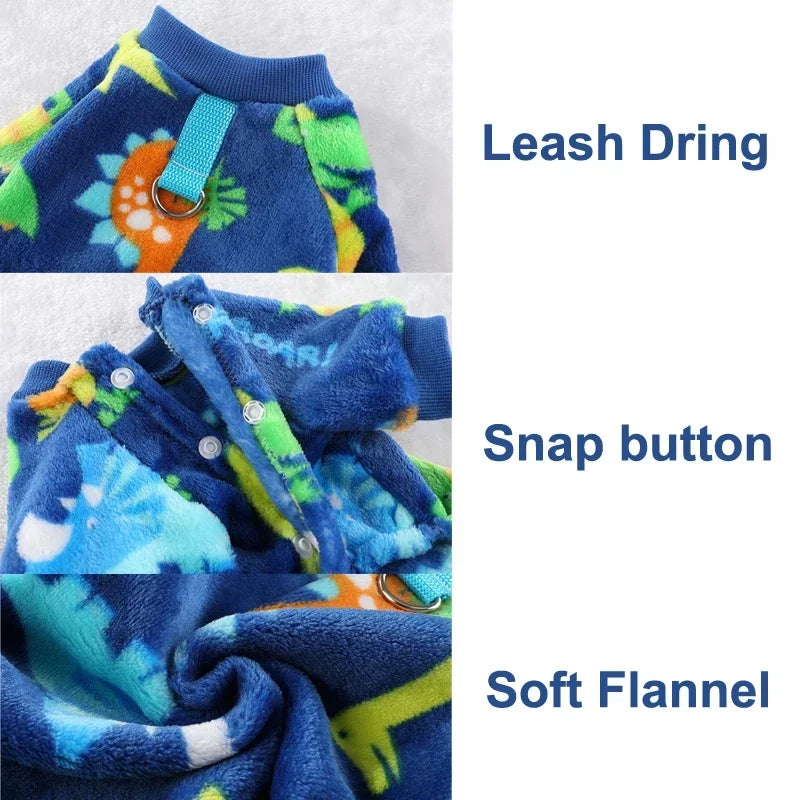 Modern Dinosaur Pet Jumpsuit - Winter Warmth