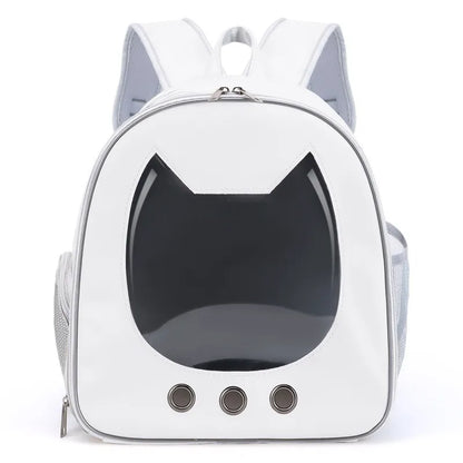 Modern PU Leather Pet Backpack - Transparent Outdoor Case