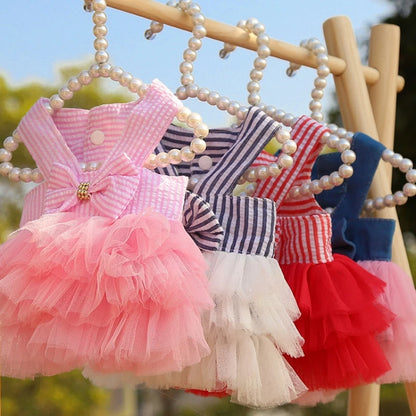 Elegant Princess Pet Summer Dress - Lace Detail