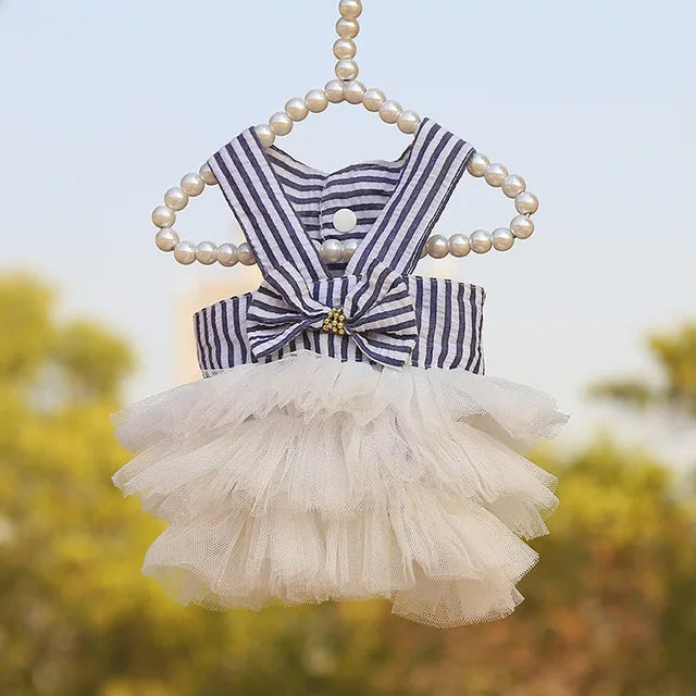 Elegant Princess Pet Summer Dress - Lace Detail