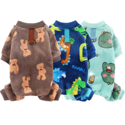 Modern Dinosaur Pet Jumpsuit - Winter Warmth