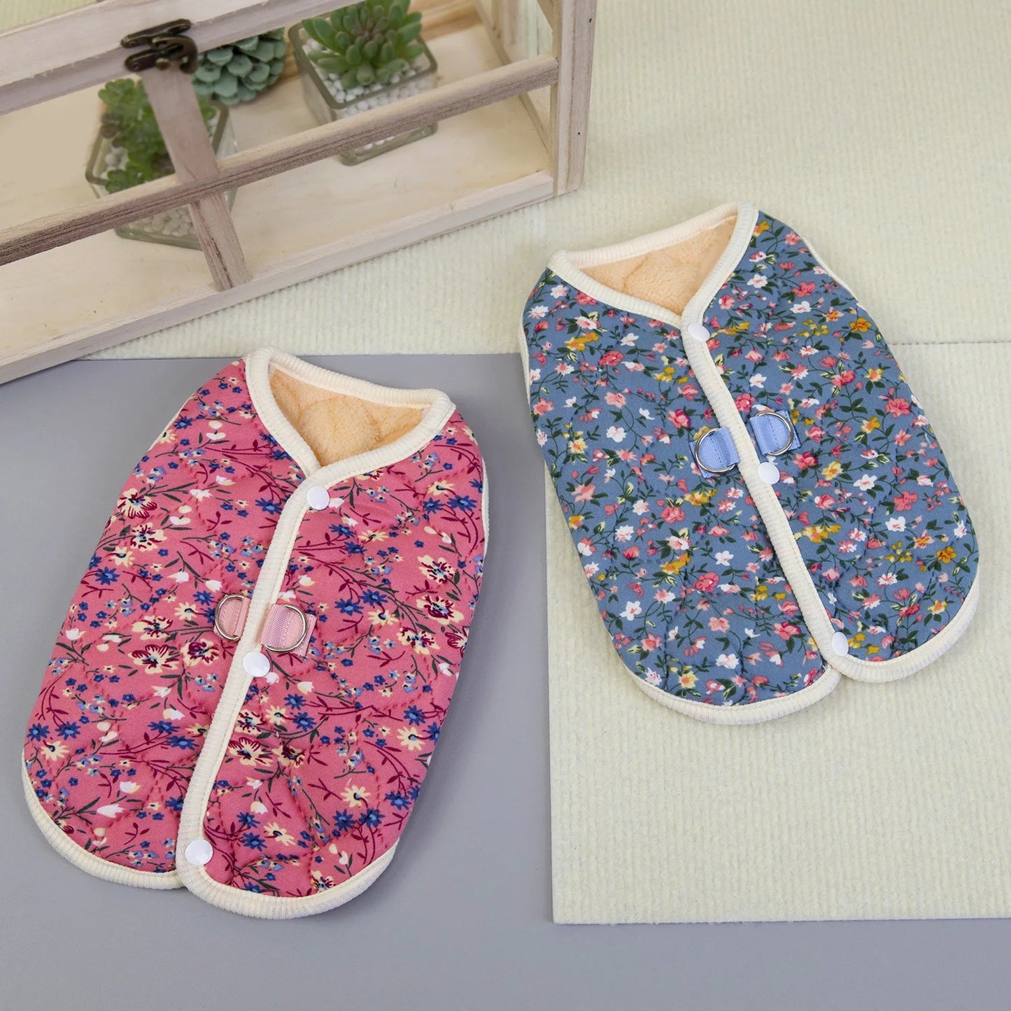 Floral Accent Pet Fleece Coat - Cozy Winter Style