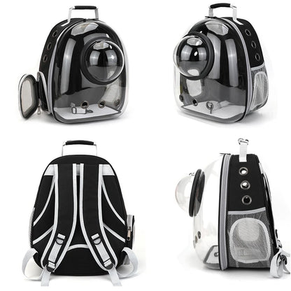 Modern Astronaut-Style Pet Backpack - Transparent View