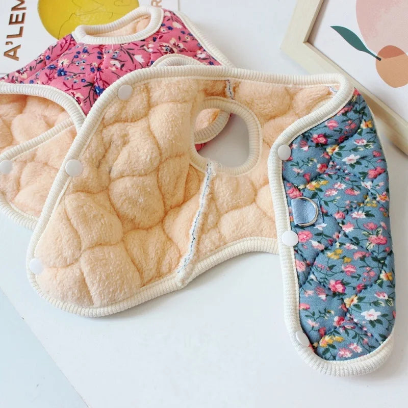 Floral Accent Pet Fleece Coat - Cozy Winter Style