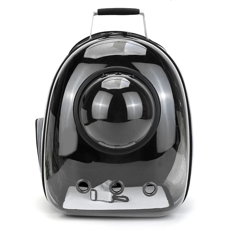 Modern Astronaut-Style Pet Backpack - Transparent View
