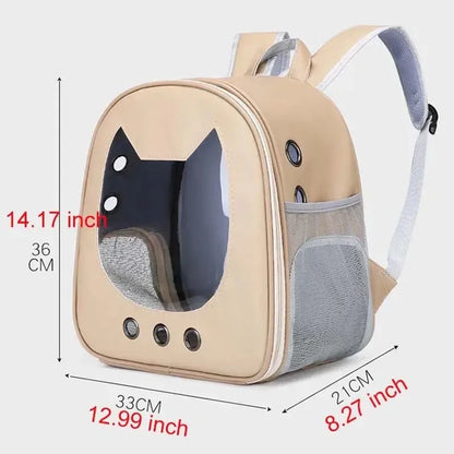 Modern PU Leather Pet Backpack - Transparent Outdoor Case