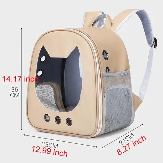 Modern PU Leather Pet Backpack - Transparent Outdoor Case