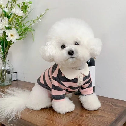 Classic Nautical Striped Dog Polo