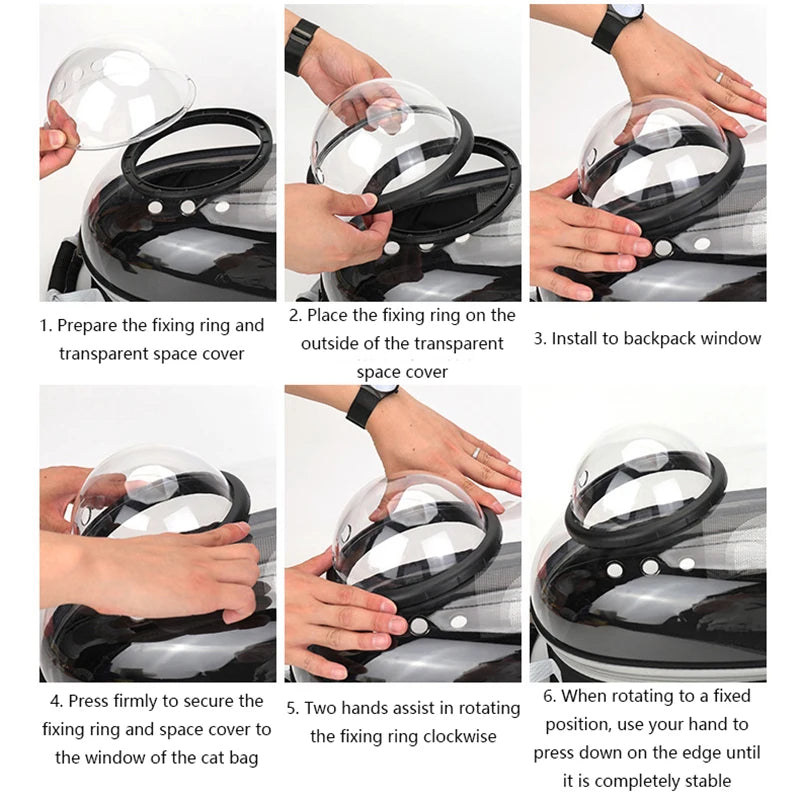 Modern Astronaut-Style Pet Backpack - Transparent View