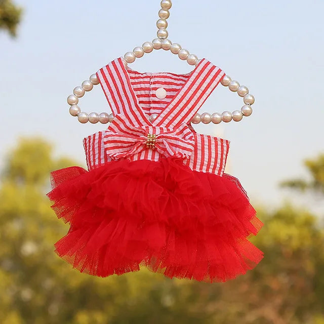 Elegant Princess Pet Summer Dress - Lace Detail