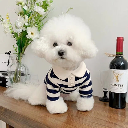 Classic Nautical Striped Dog Polo