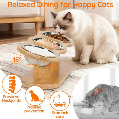 EcoWood Anti-Spill Double Pet Bowl