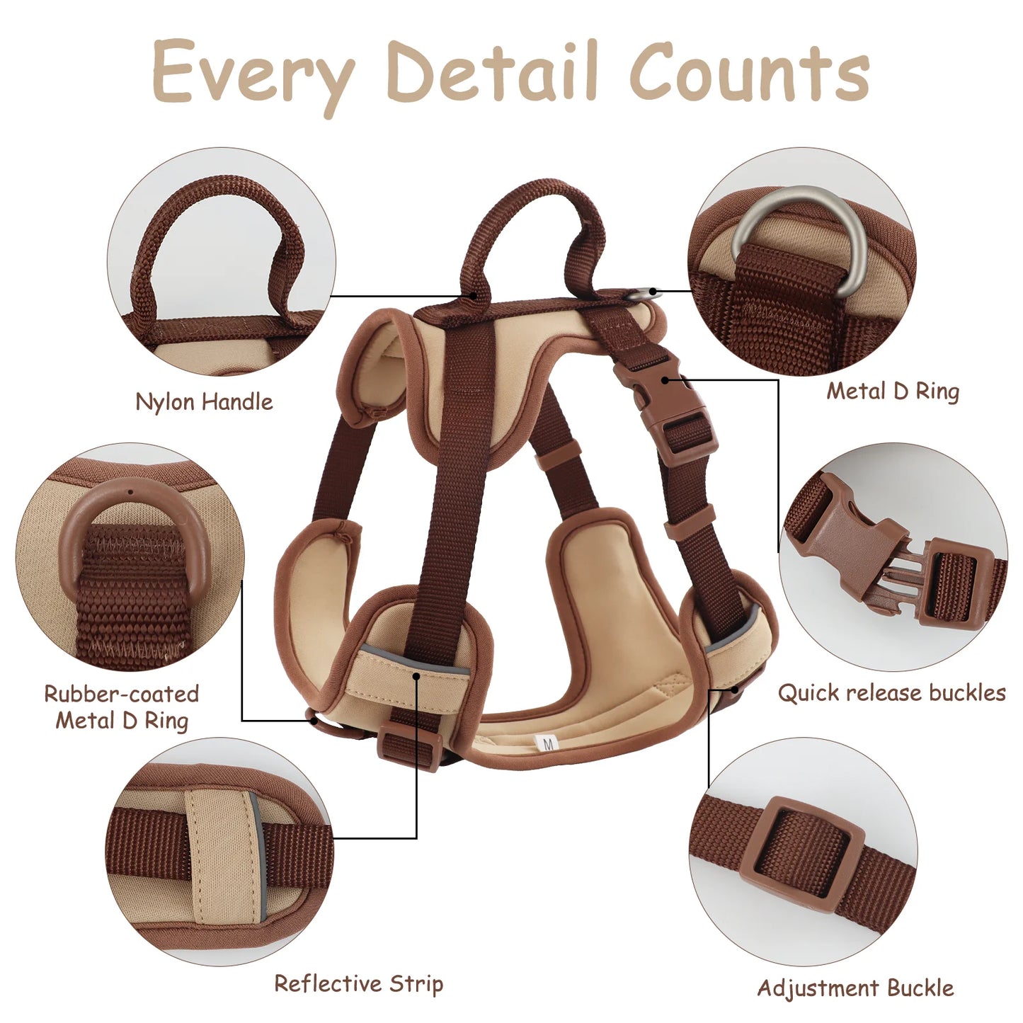 Chocolate Velvet Comfort Pet Harness - No-Pull Design