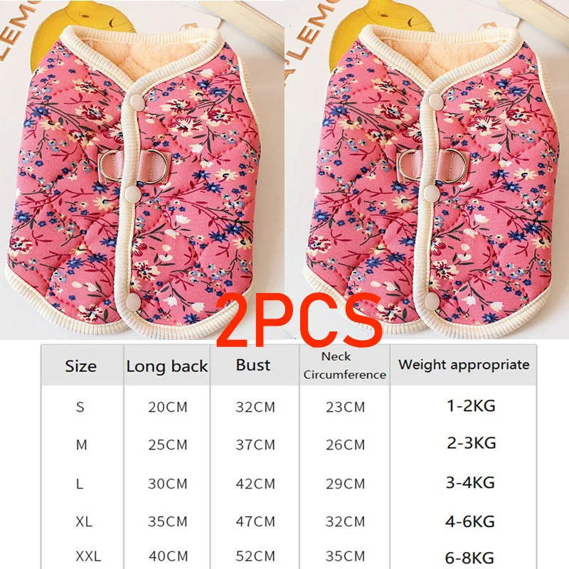 Floral Accent Pet Fleece Coat - Cozy Winter Style