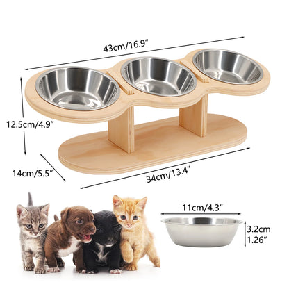 EcoWood Anti-Spill Double Pet Bowl