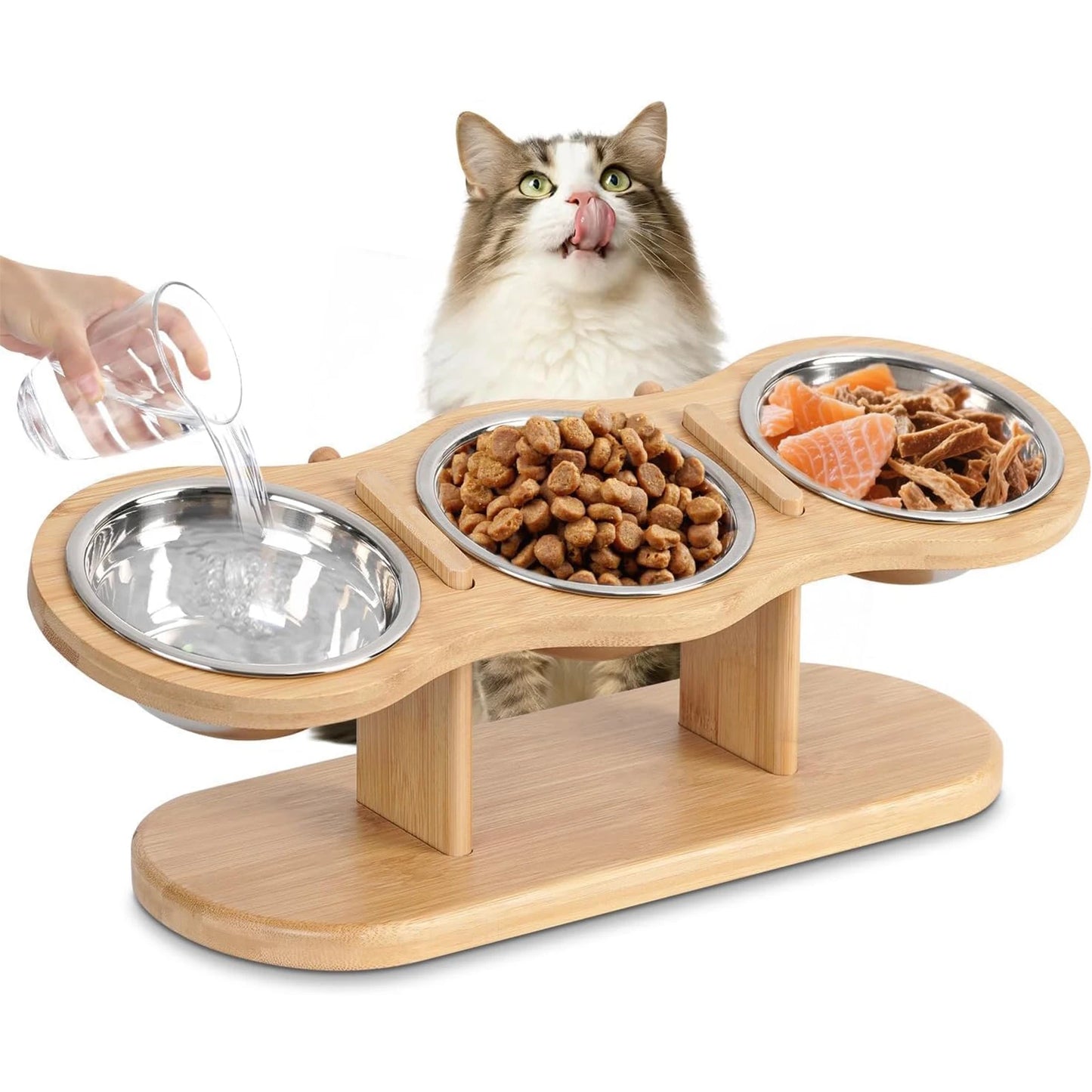 EcoWood Anti-Spill Double Pet Bowl