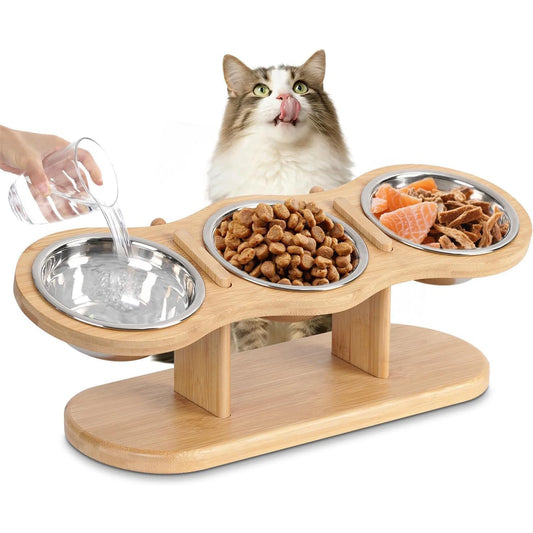 EcoWood Anti-Spill Double Pet Bowl