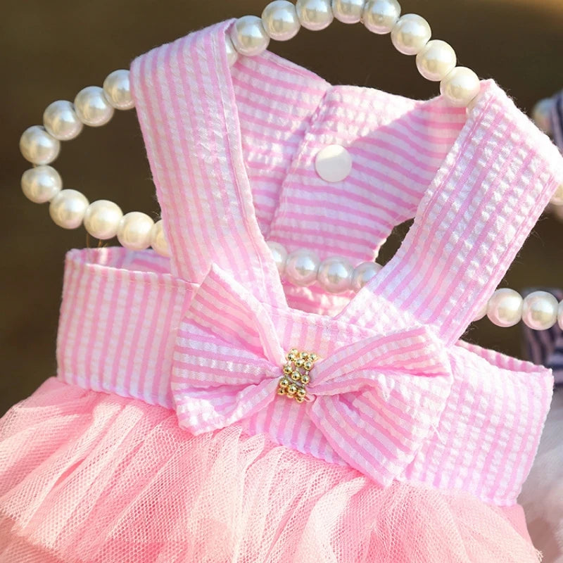Elegant Princess Pet Summer Dress - Lace Detail