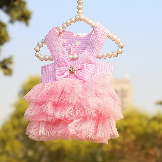 Elegant Princess Pet Summer Dress - Lace Detail