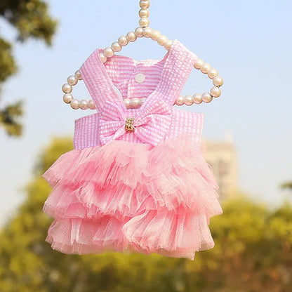 Elegant Princess Pet Summer Dress - Lace Detail