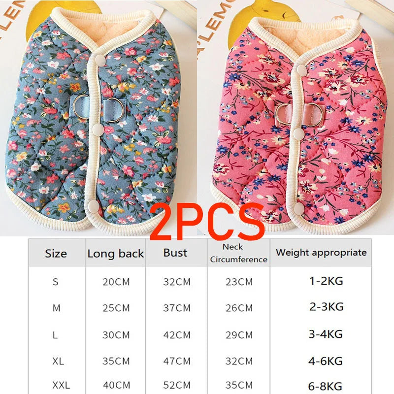 Floral Accent Pet Fleece Coat - Cozy Winter Style