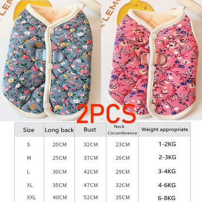 Floral Accent Pet Fleece Coat - Cozy Winter Style