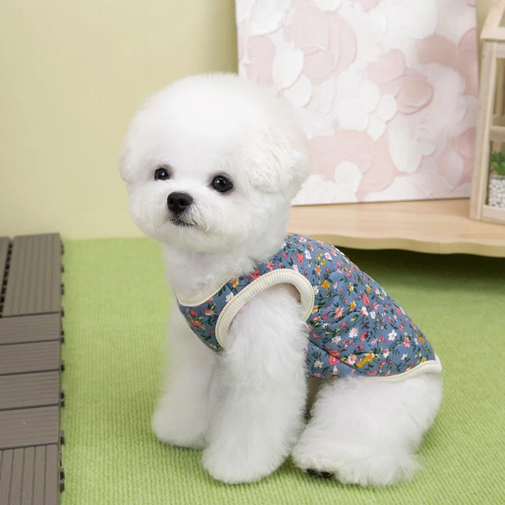 Floral Accent Pet Fleece Coat - Cozy Winter Style