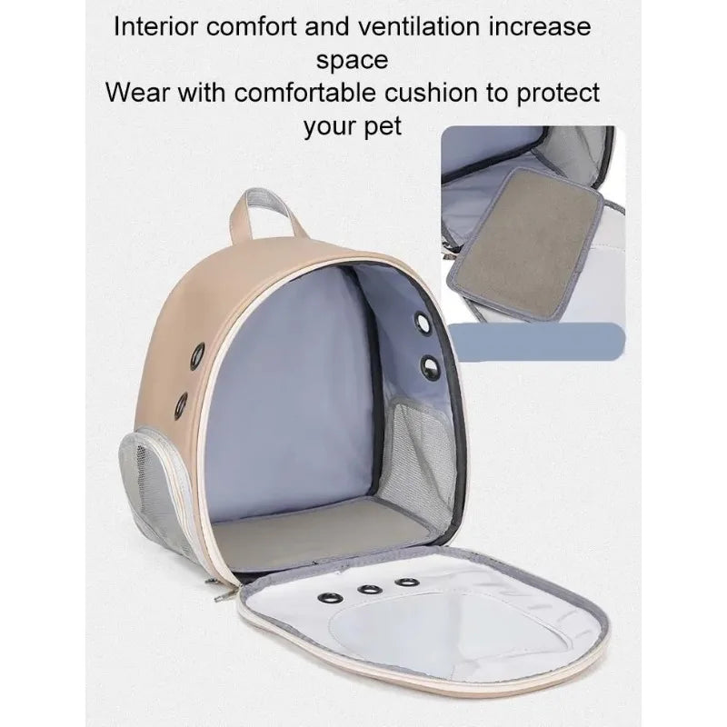 Modern PU Leather Pet Backpack - Transparent Outdoor Case