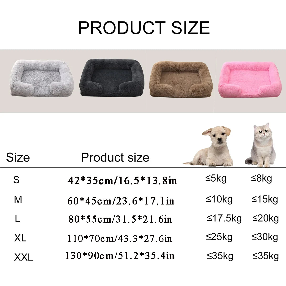 Signature Square Plush Pet Bed - Thickened Comfort