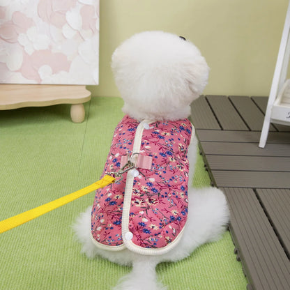 Floral Accent Pet Fleece Coat - Cozy Winter Style