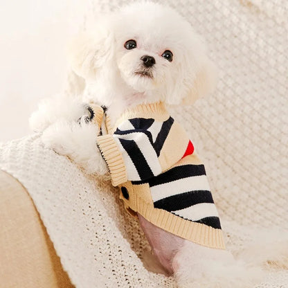 Modern Stripe Pet Cardigan - Luxury Knitwear